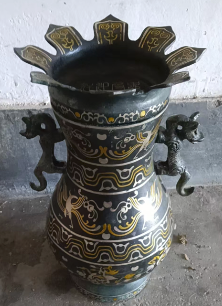 青铜错金银《双龙尊》-嘉城艺术交易平台