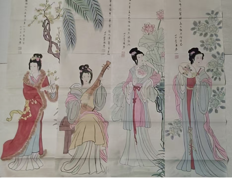 张大千《四大美女》四条屏-嘉城艺术交易平台