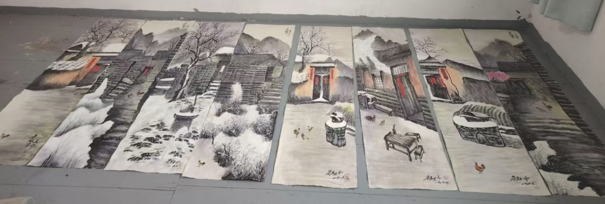 吴冠中《雪景图》八条屏-嘉城艺术交易平台