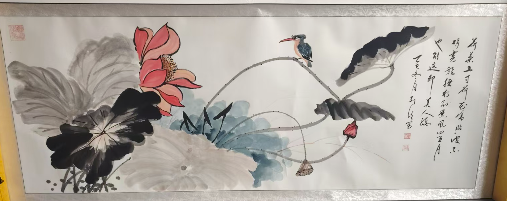 孙列欣《荷花翠鸟图》-嘉城艺术交易平台