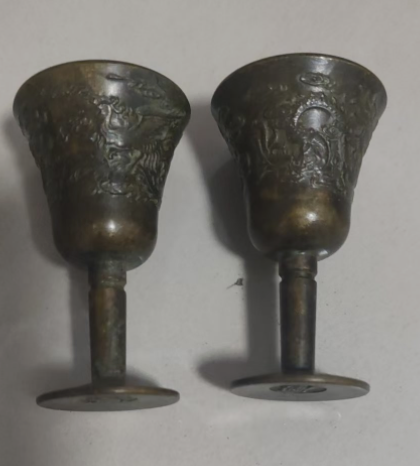 宣德年制《龙凤纹高足铜酒杯》-嘉城艺术交易平台