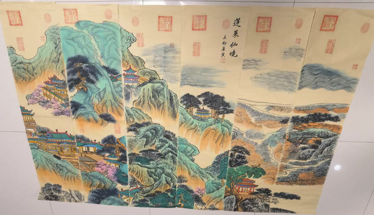 唐寅《蓬莱仙境》十二条屏-嘉城艺术交易平台