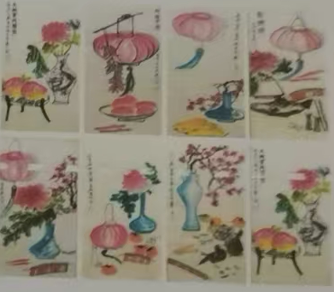 齐白石《岁朝图》八条屏-嘉城艺术交易平台