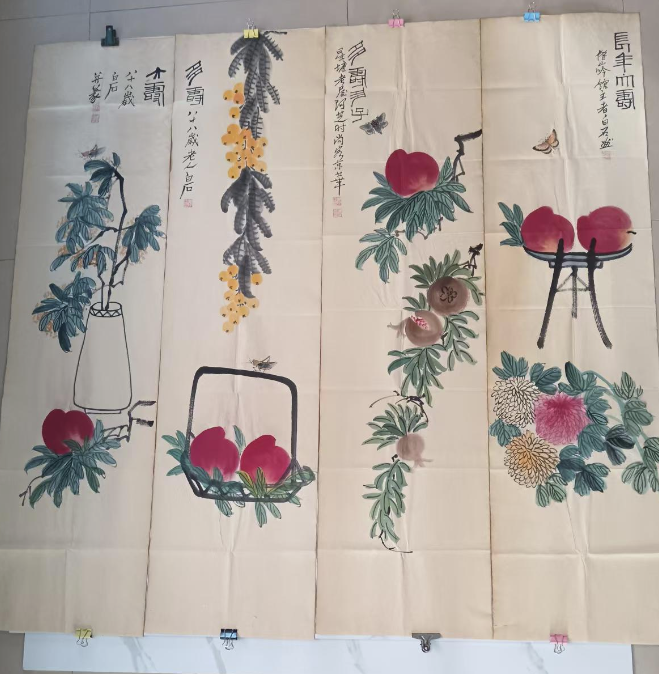 齐白石《多寿多子》四条屏-嘉城艺术交易平台