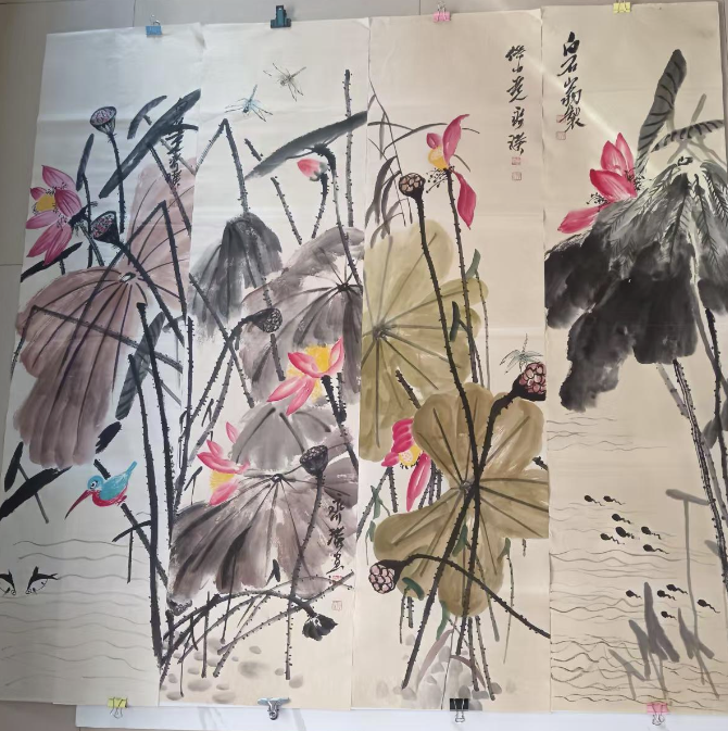 齐白石《荷香清韵》八条屏