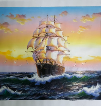 林彦新《一帆风顺》油画-嘉城艺术交易平台