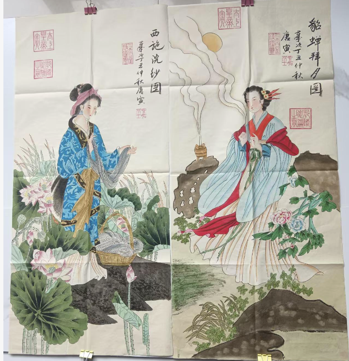 唐寅《四大美女图》四条屏