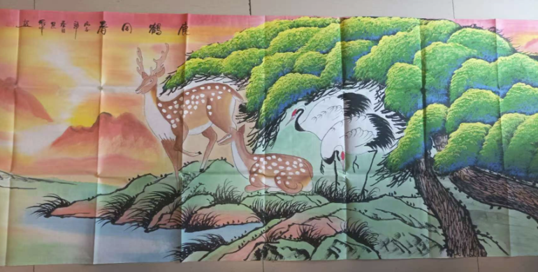 吴冠中《鹿鹤同春》-嘉城艺术交易平台