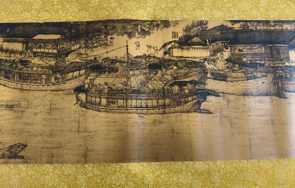 金箔画《清明上河图》启功题-嘉城艺术交易平台