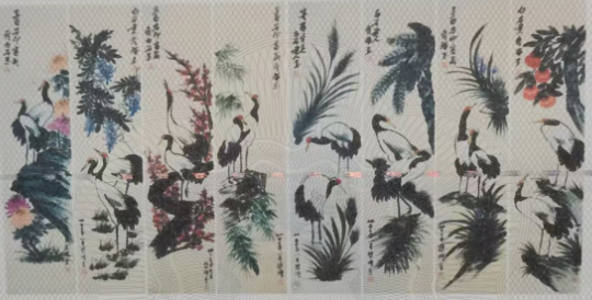 齐白石、徐悲鸿《松鹤延年》八条屏-嘉城艺术交易平台