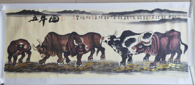 李子伟《五牛图》-嘉城艺术交易平台