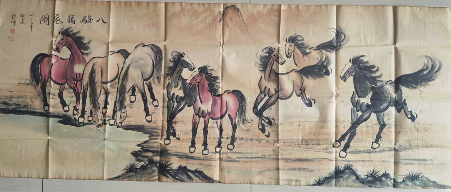 徐悲鸿《八骏图》-嘉城艺术交易平台