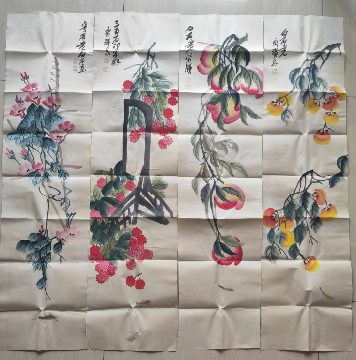 齐白石《四喜图》四条屏-嘉城艺术交易平台