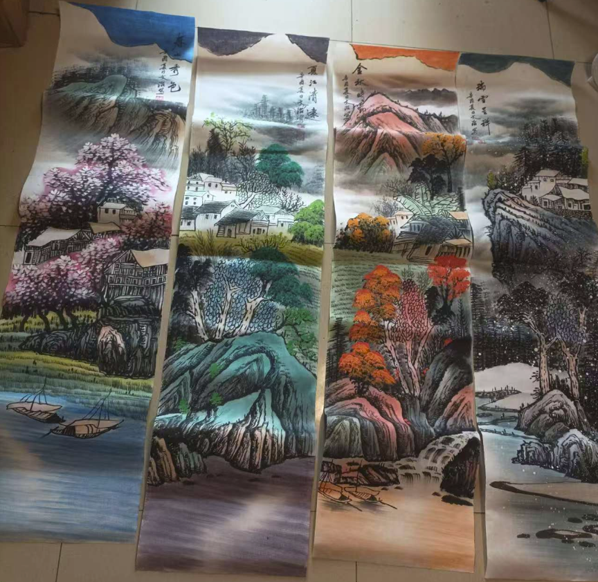 宋文治《春夏秋冬》四条屏-嘉城艺术交易平台