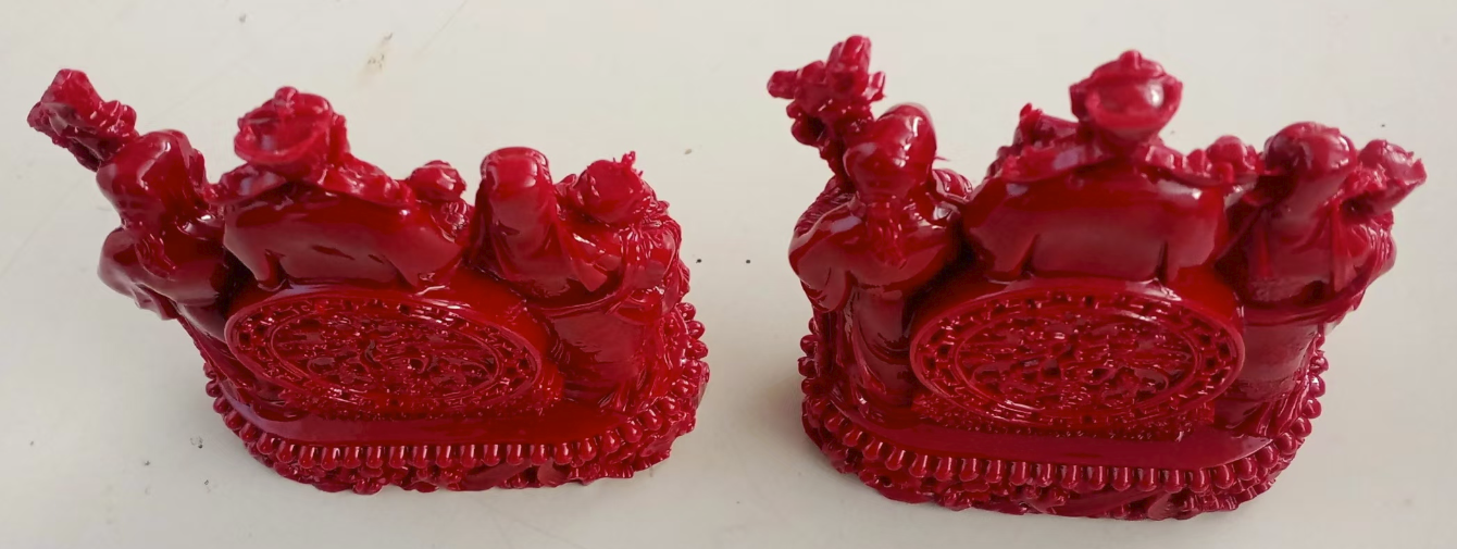 朱砂《福禄寿喜财》摆件