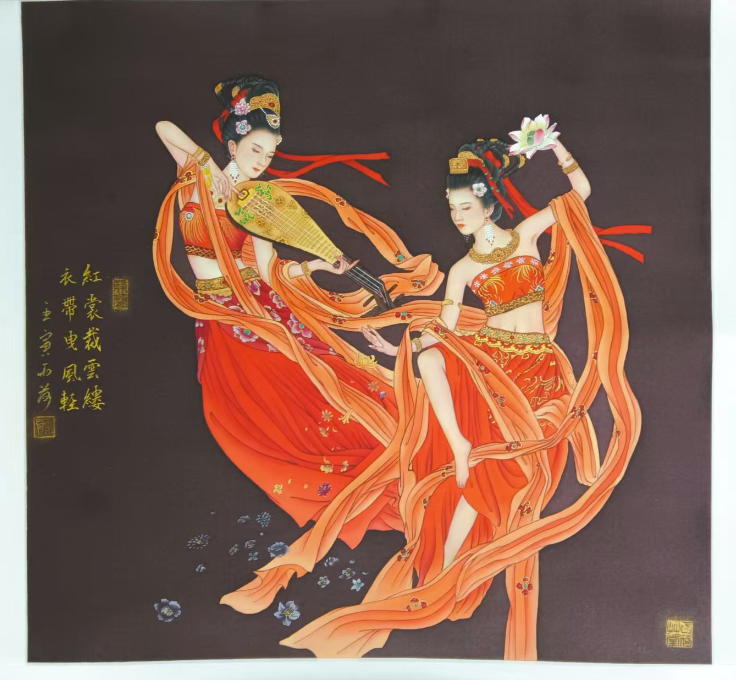 雨荷《飞天仕女图》-嘉城艺术交易平台