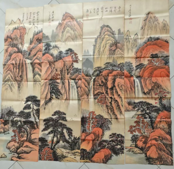 张大千《山水图》四条屏-嘉城艺术交易平台