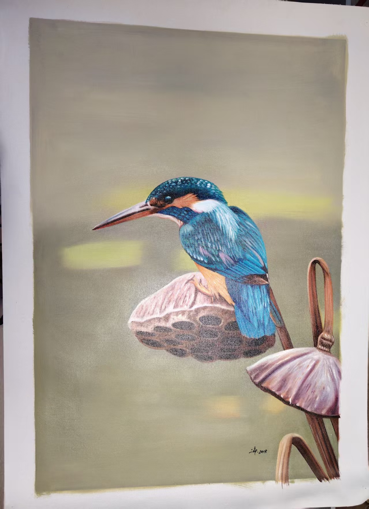 二郎《翠鸟》油画-嘉城艺术交易平台