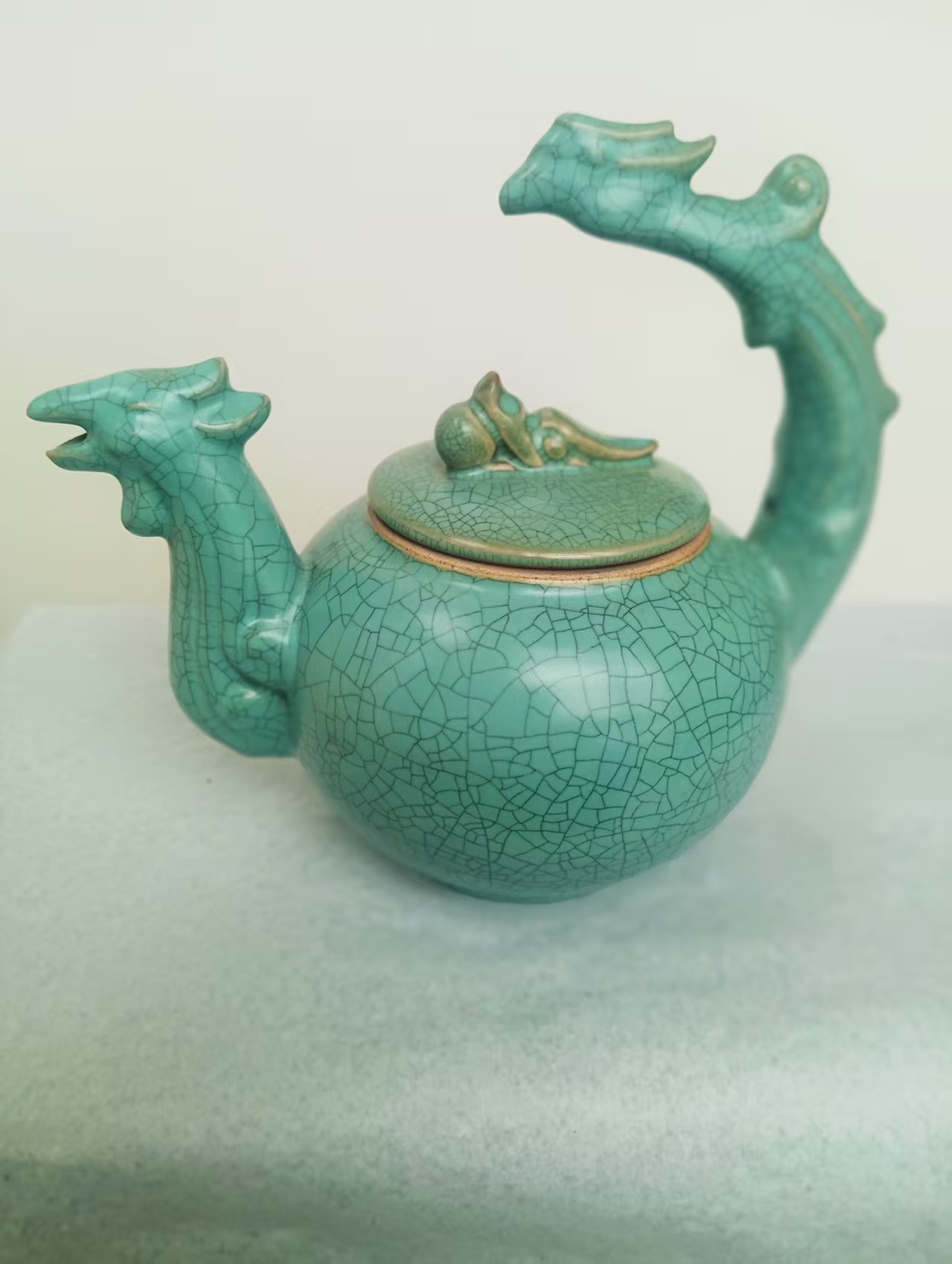 乾德年制《天青釉龙凤提梁壶》清凉寺御制-嘉城艺术交易平台