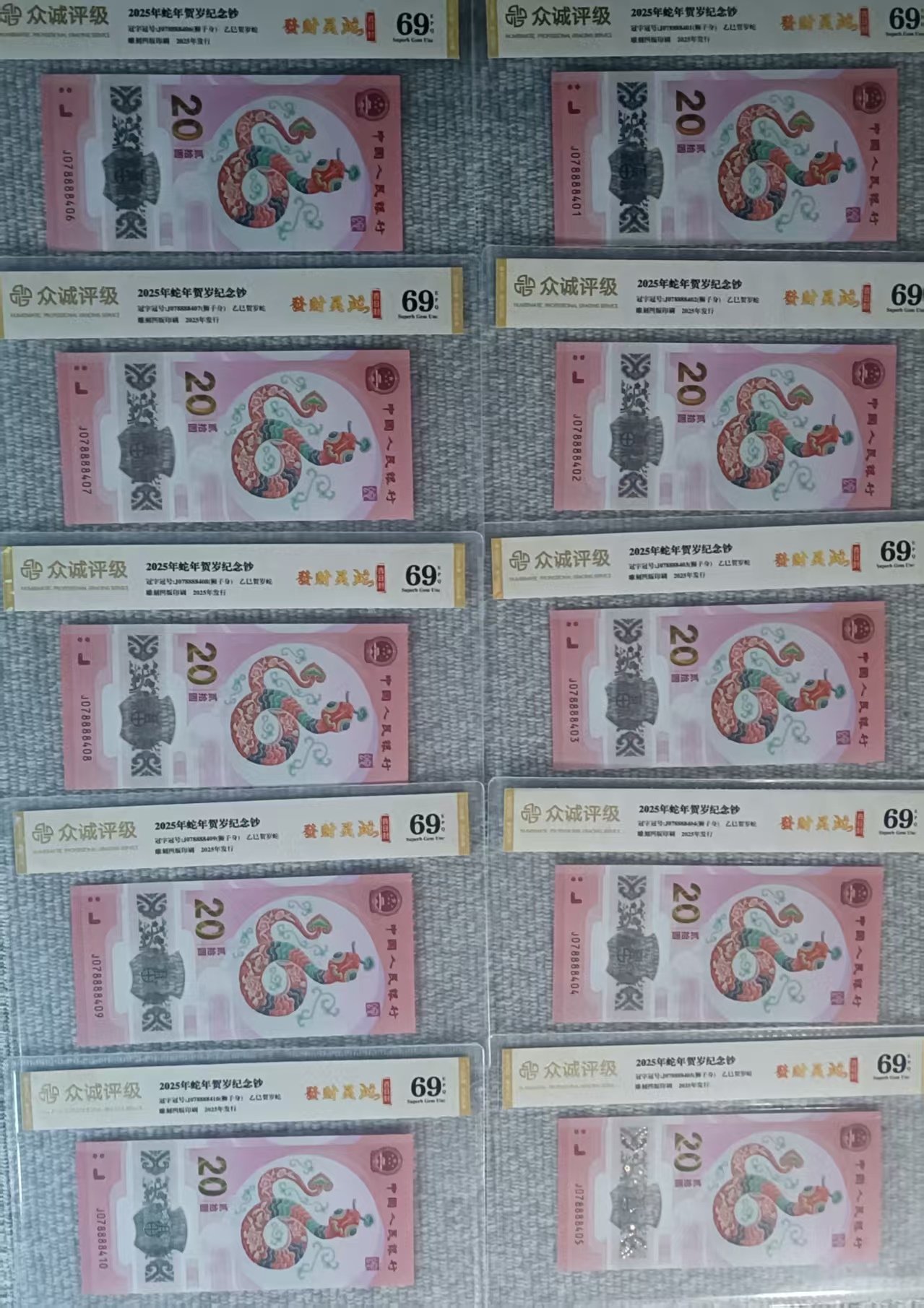 2025年发财灵蛇《狮子身》10连号-嘉城艺术交易平台