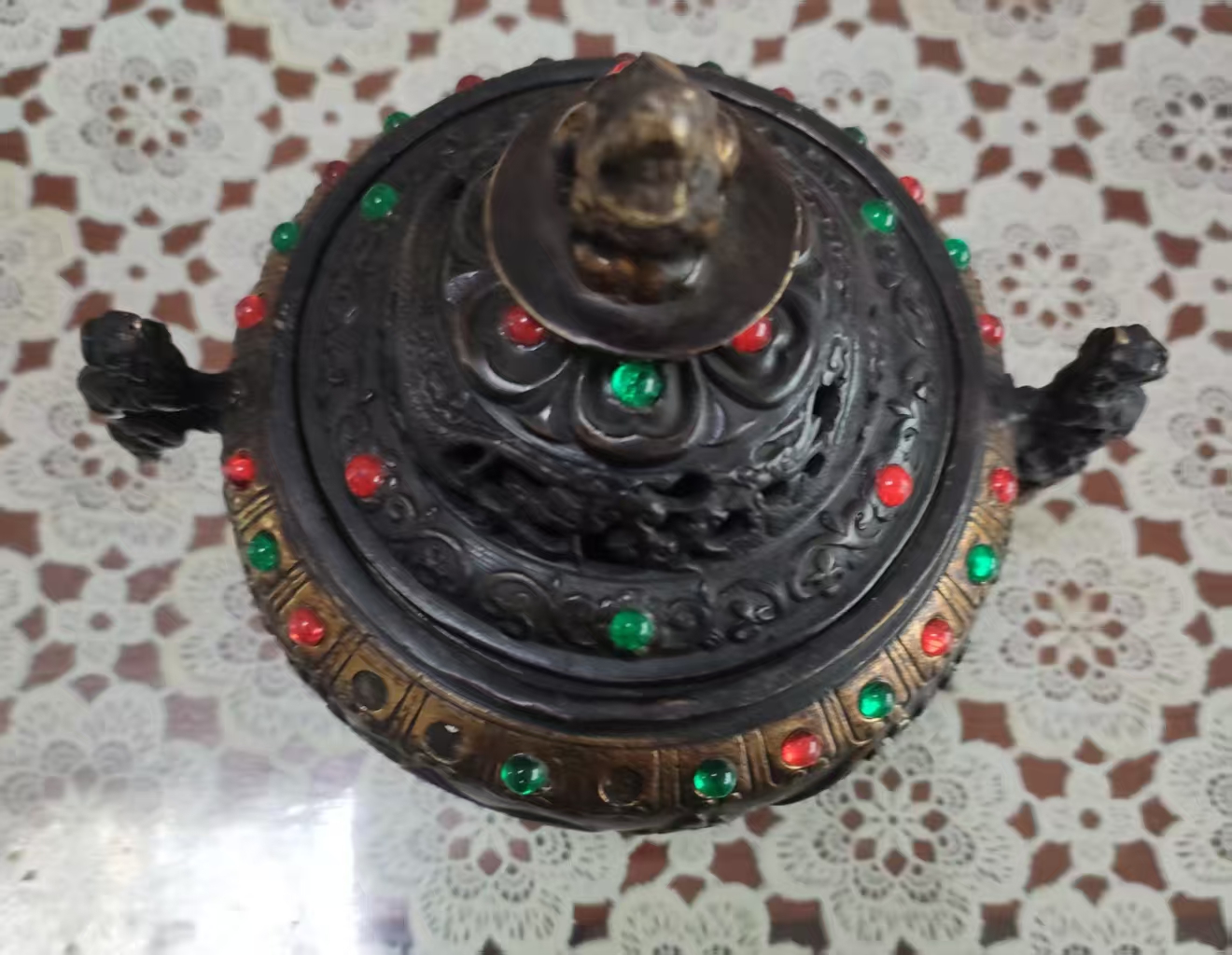 乾隆年制《嵌宝铜香炉》-嘉城艺术交易平台