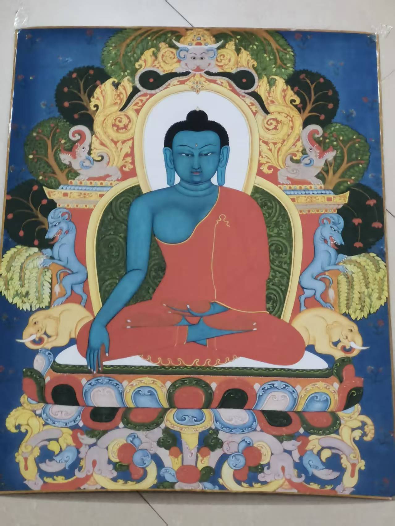 唐卡《蓝身释迦牟尼佛》-嘉城艺术交易平台