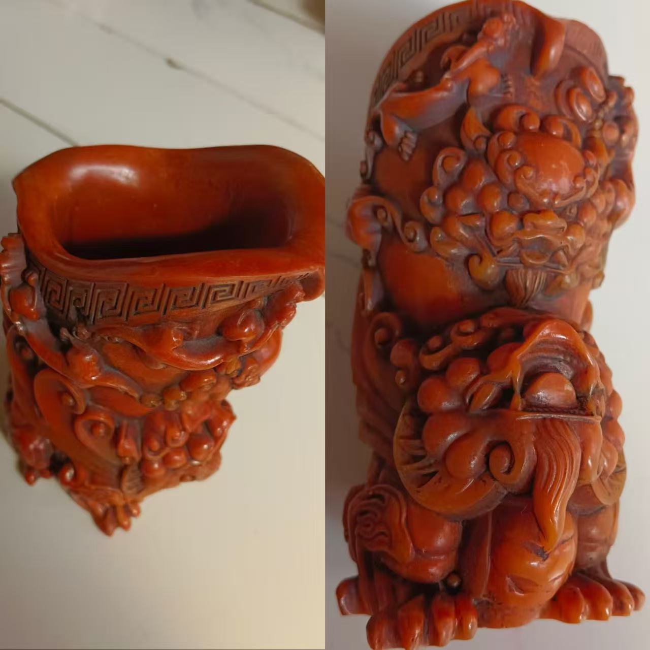 寿山田黄《貔貅瑞兽爵杯》-嘉城艺术交易平台