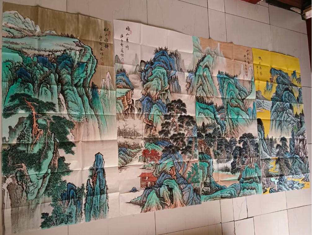 张觉悟《山水图》四条屏-嘉城艺术交易平台