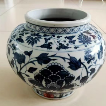 元《青花缠枝花卉纹罐》-嘉城艺术交易平台