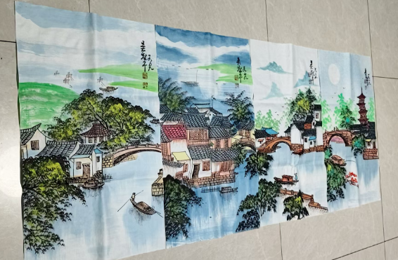 吴冠中《江南水乡》四条屏-嘉城艺术交易平台