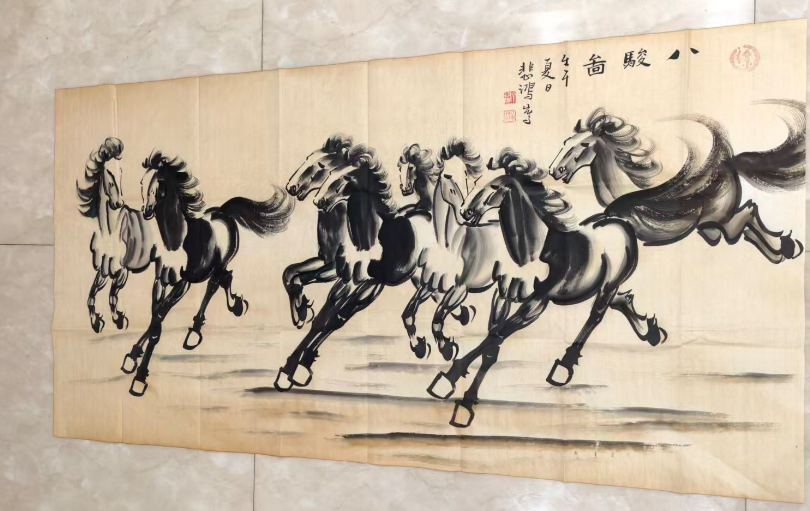 徐悲鸿《八骏图》-嘉城艺术交易平台