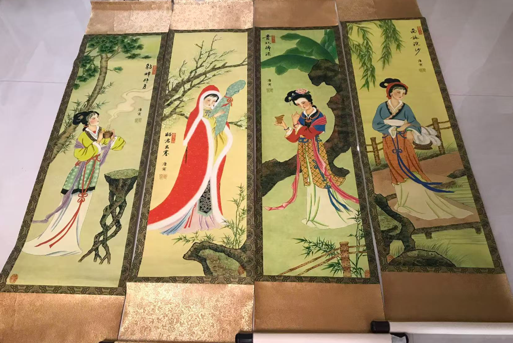 唐寅《四大美女》四条屏-嘉城艺术交易平台