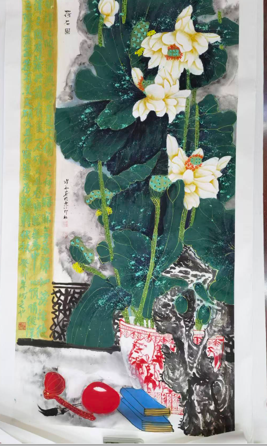 张跃华《荷石图》-嘉城艺术交易平台