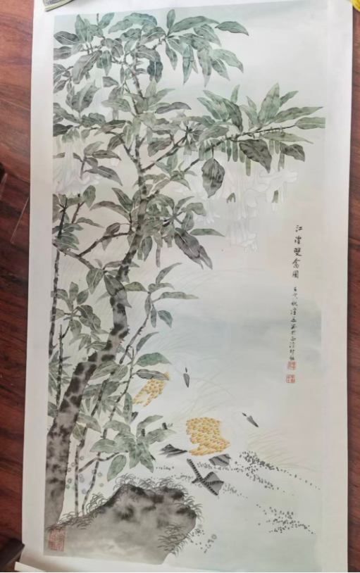 张跃华《江渚双禽图》-嘉城艺术交易平台