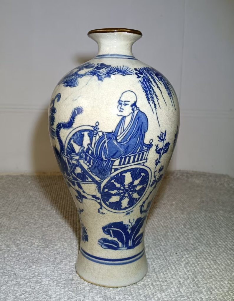 图片[1]-天字《青花鬼谷子下山纹梅瓶》-嘉城艺术交易平台