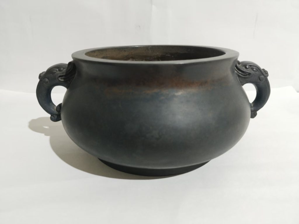 图片[1]-宣德年制《螭龙双耳铜香炉》-嘉城艺术交易平台