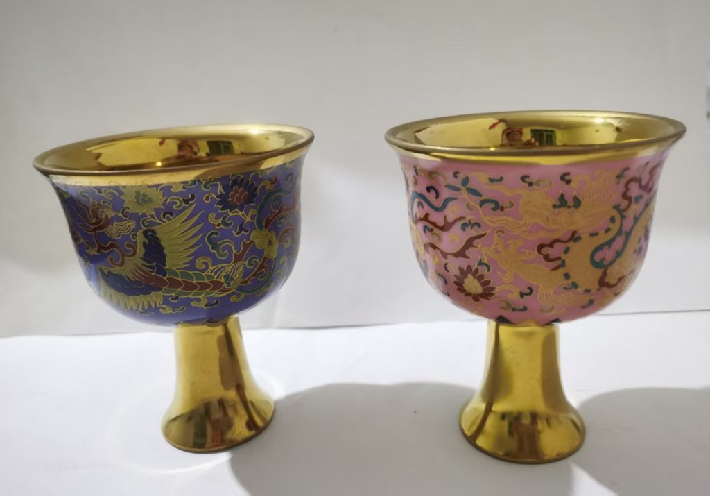 图片[1]-珐琅彩描金高足杯（一对）-嘉城艺术交易平台