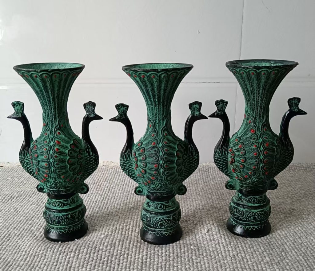 图片[1]-生铜双凤尊*3-嘉城艺术交易平台