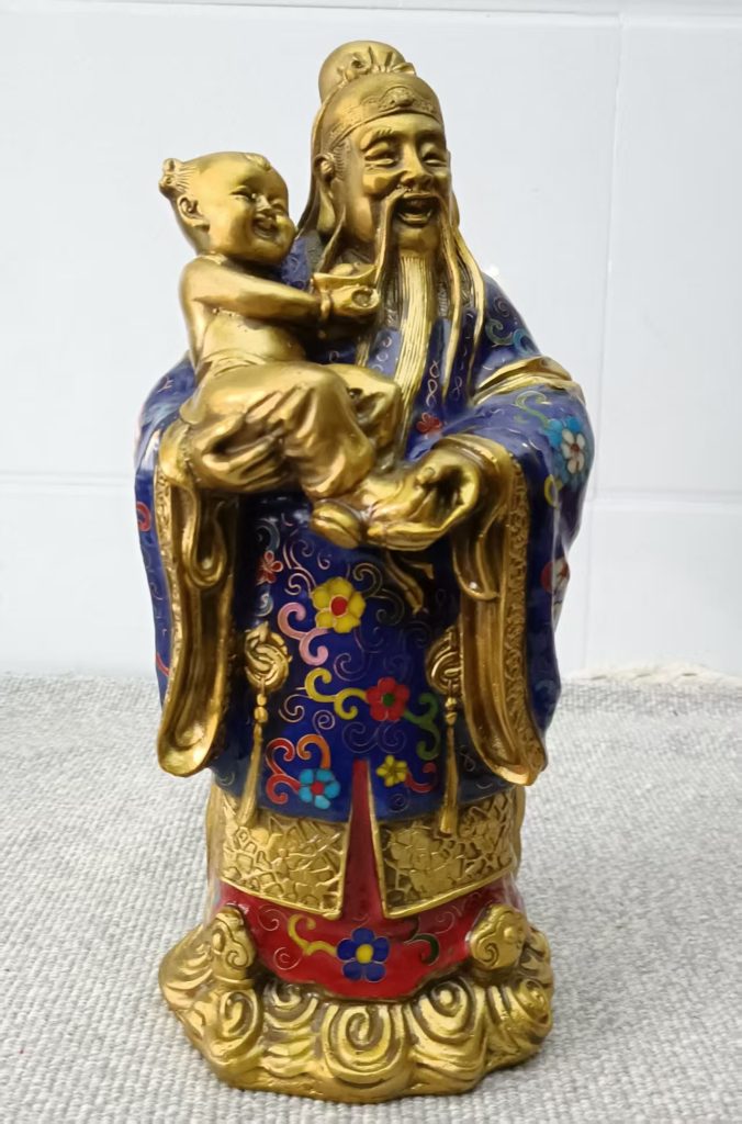 图片[1]-宣德年制《景泰蓝掐丝珐琅禄星》-嘉城艺术交易平台