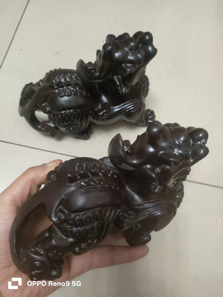 图片[2]-树心石《麒麟摆件》一对加底坐-嘉城艺术交易平台