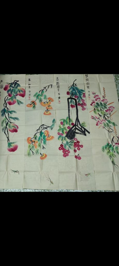 图片[1]-齐白石《多寿图》四条屏-嘉城艺术交易平台