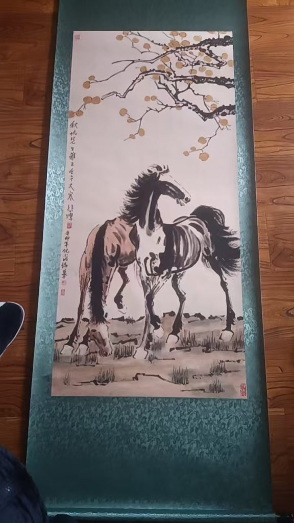 图片[1]-徐悲鸿《双马图》-嘉城艺术交易平台