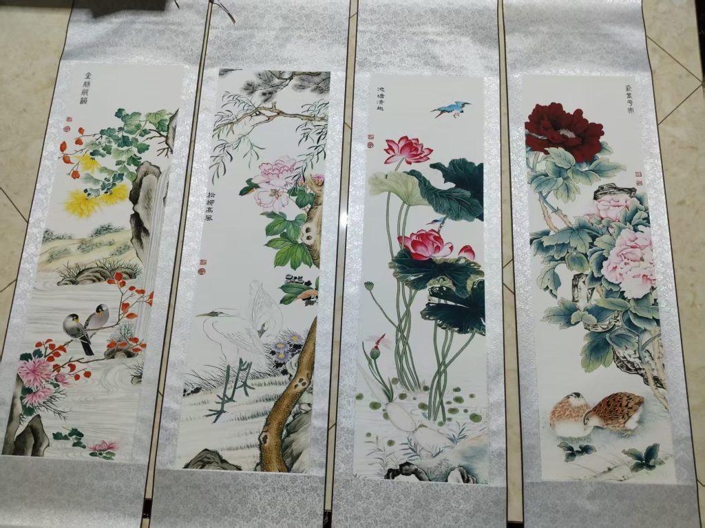 图片[1]-齐白石《花鸟图》四条屏-嘉城艺术交易平台