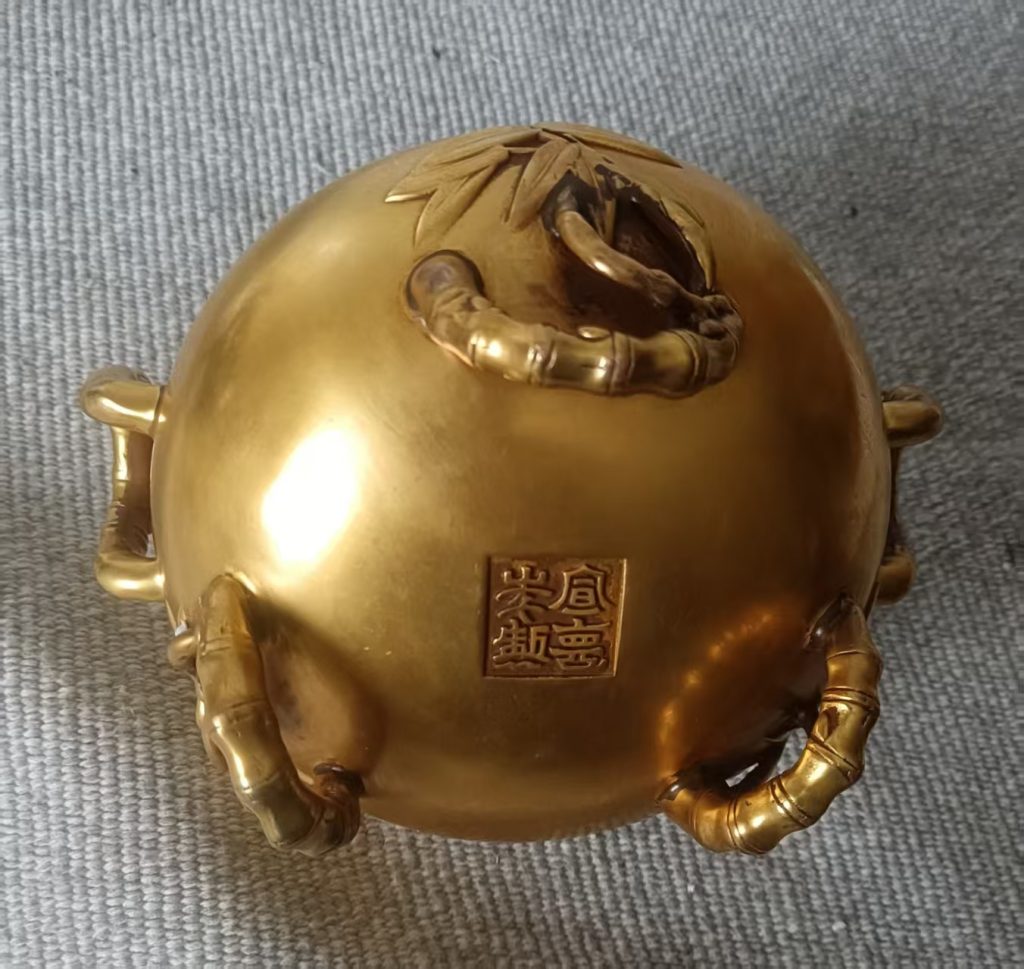 图片[2]-宣德年制《铜鎏金竹节纹宣德炉》-嘉城艺术交易平台