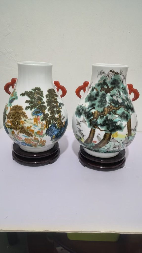 图片[1]-王锡良《鹿鹤同春尊》-嘉城艺术交易平台