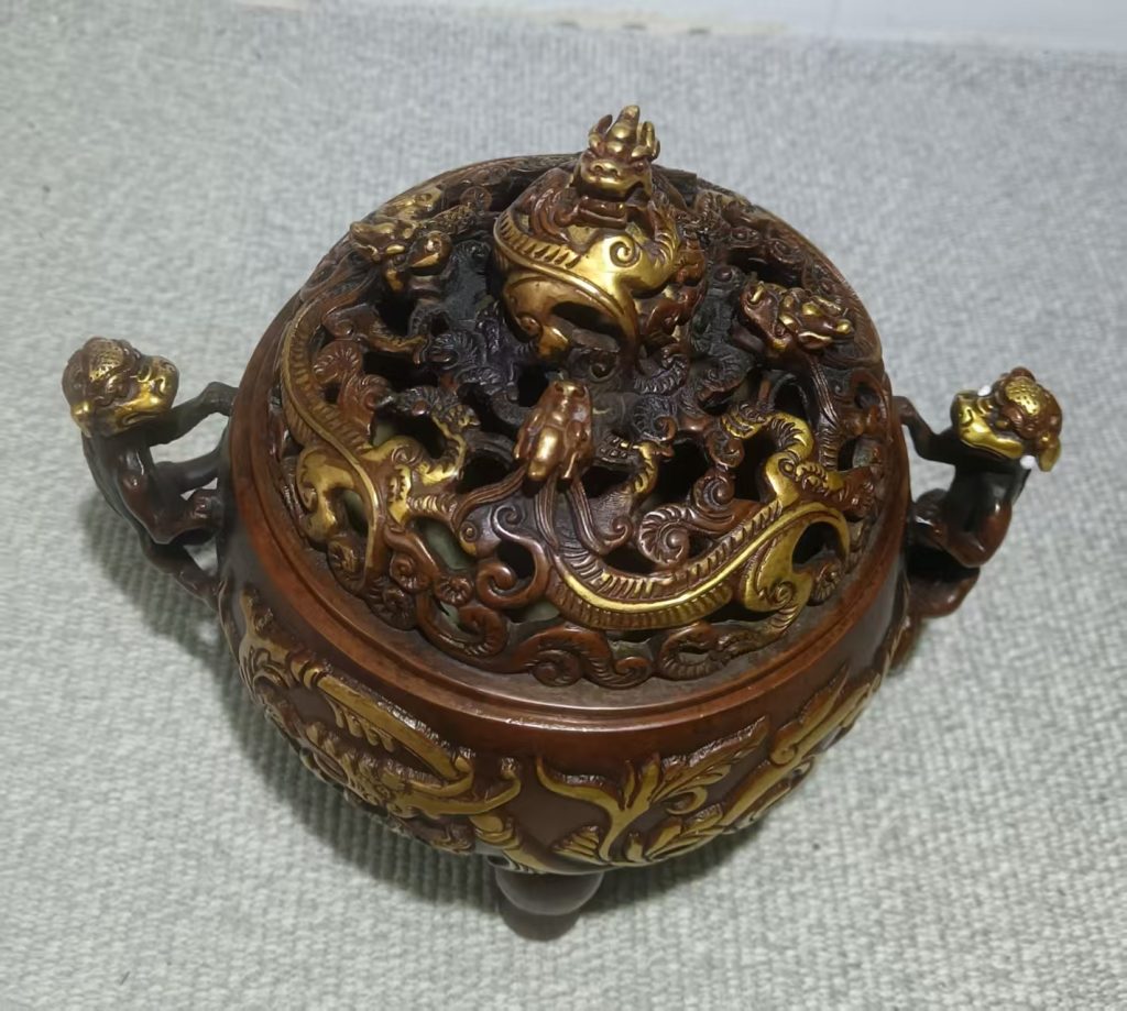 图片[1]-宣德年制《铜错金（鎏金）宣德炉》-嘉城艺术交易平台