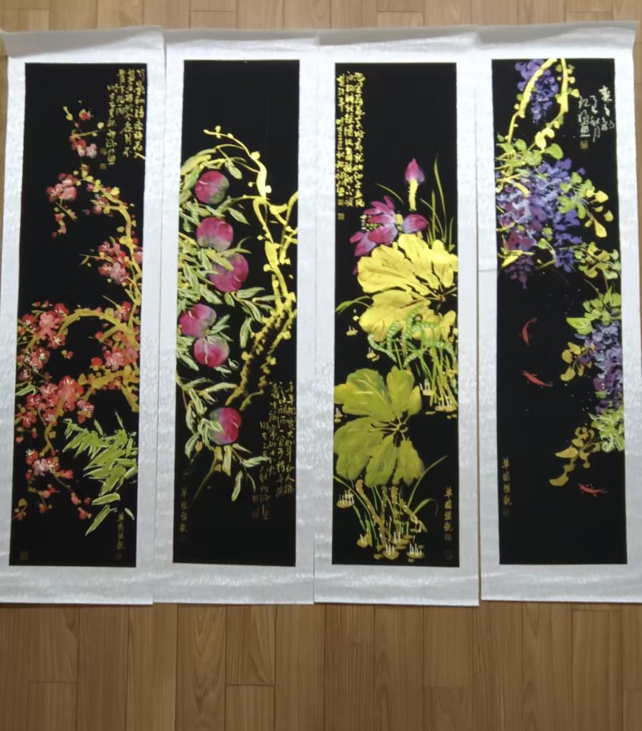 图片[1]-刘现禄 、单国强《春夏秋冬》四条屏-嘉城艺术交易平台