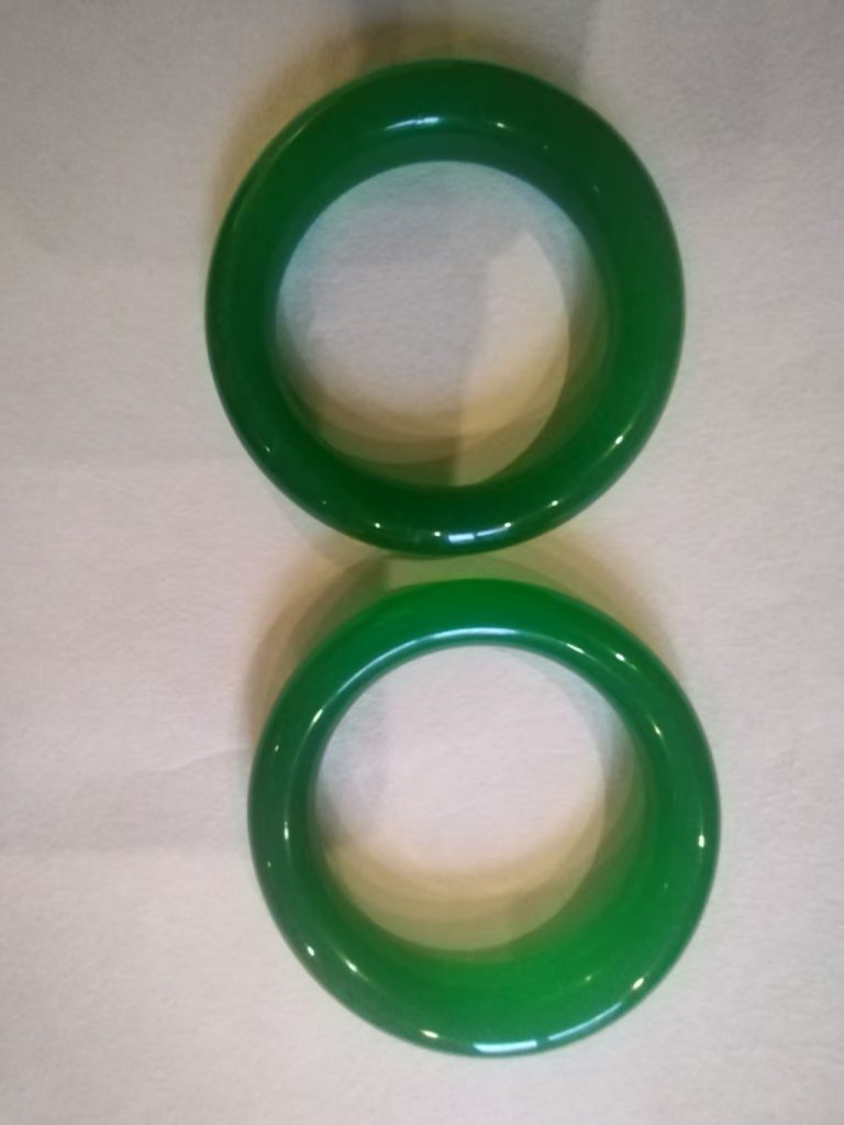 图片[1]-帝王绿翡翠《手镯》一对-嘉城艺术交易平台