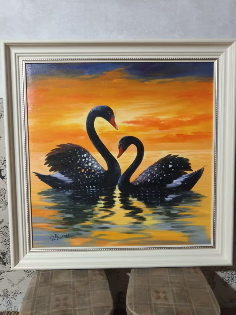 图片[1]-管伟俊《天鹅》油画-嘉城艺术交易平台