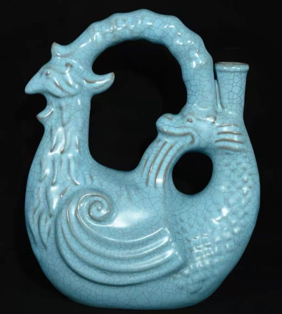 图片[1]-宋汝窑《天蓝釉官款龙凤壶》-嘉城艺术交易平台